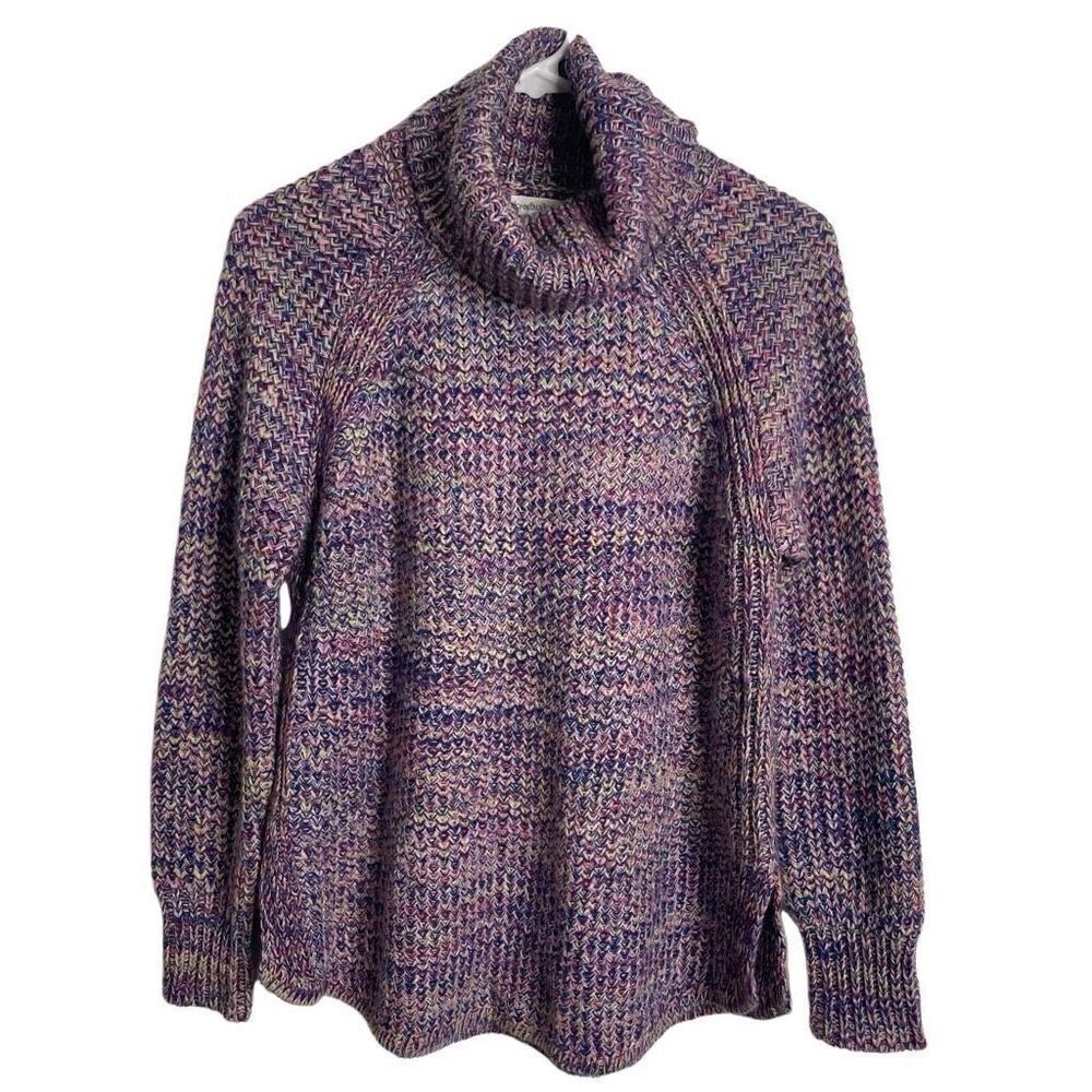 John Paul Richard Womens Turtleneck Sweater S Marled Bishop Sleeve Chunky Knit